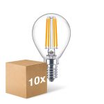 Mehrfachpackung 10x Philips Corepro LED Lustre E14 Kugel Fadenlampe Klar 6.5W 806lm - 827 Extra Warmweiß | Ersatz Für 60W
