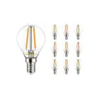Mehrfachpackung 10x Noxion Lucent Lustre LED E14 Kugel Fadenlampe Klar 2.5W 250lm - 822-827 Dim To Warm | Dimmbar - Ersatz Für 25W